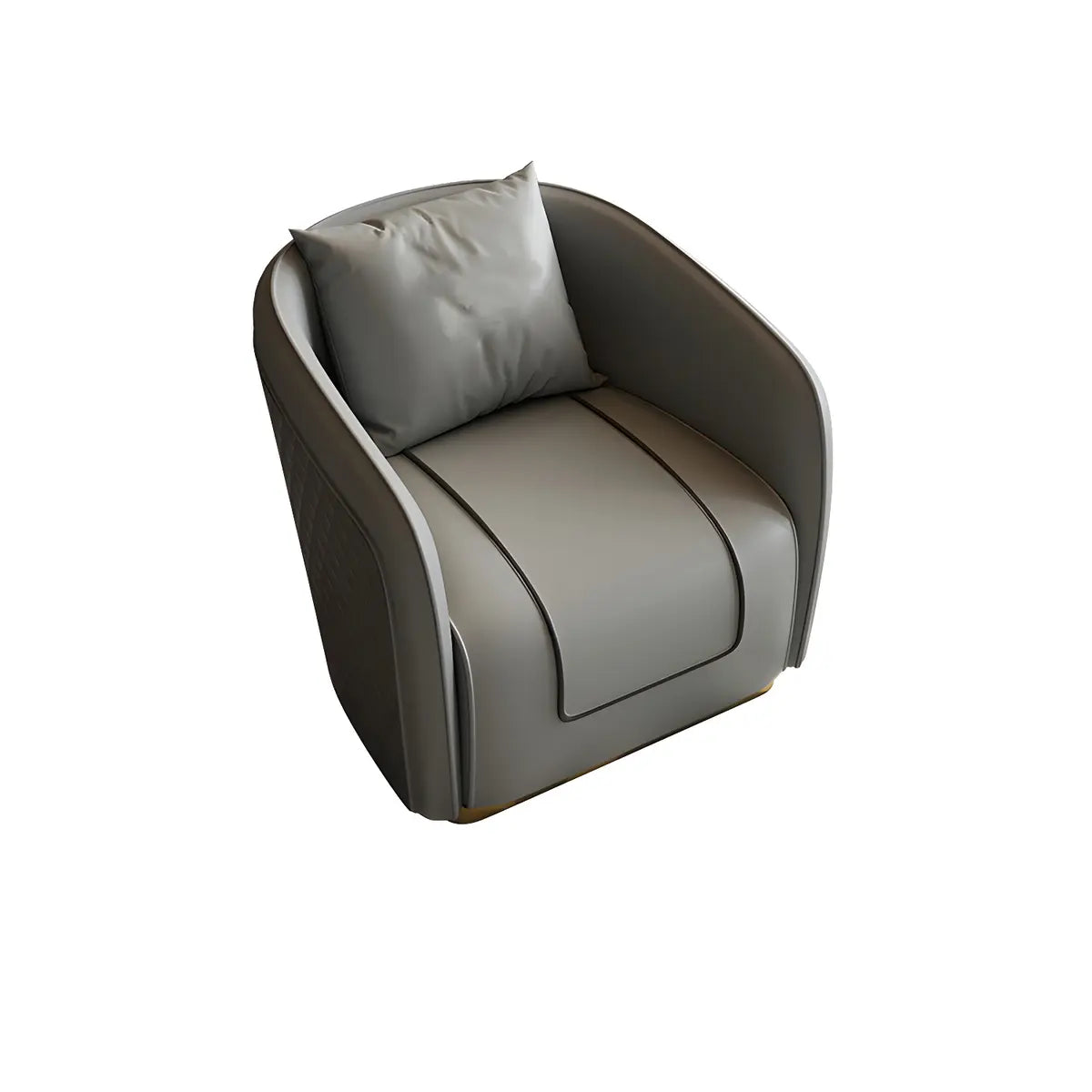 Grey Leather Metal Frame 3-Seater Sofa with Side Table Image - 8