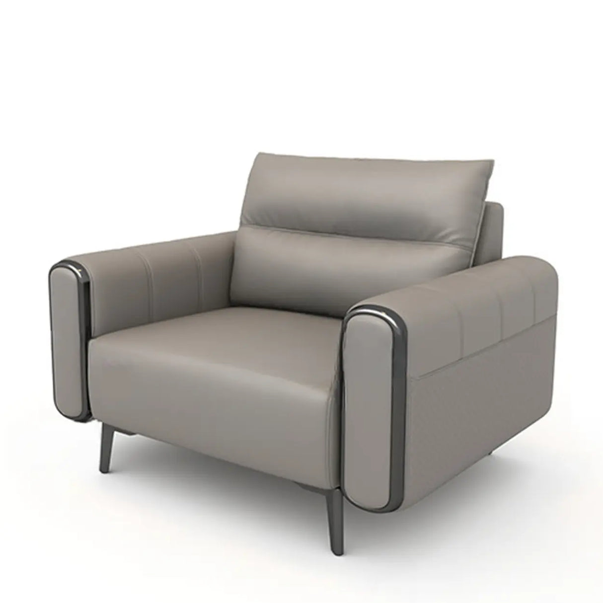 Grey Leather Wood Frame Reception Sofa with Black Legs Image - 11