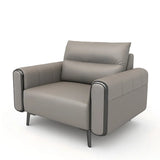 Grey Leather Wood Frame Reception Sofa with Black Legs Image - 11