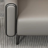 Grey Leather Wood Frame Reception Sofa with Black Legs Image - 12