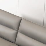 Grey Leather Wood Frame Reception Sofa with Black Legs Image - 13