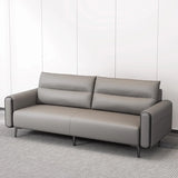 Grey Leather Wood Frame Reception Sofa with Black Legs Image - 3