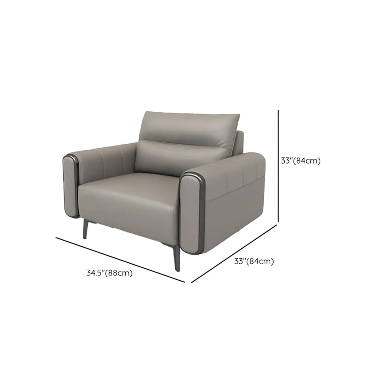 Grey Leather Wood Frame Reception Sofa with Black Legs 