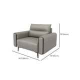 Grey Leather Wood Frame Reception Sofa with Black Legs #size
