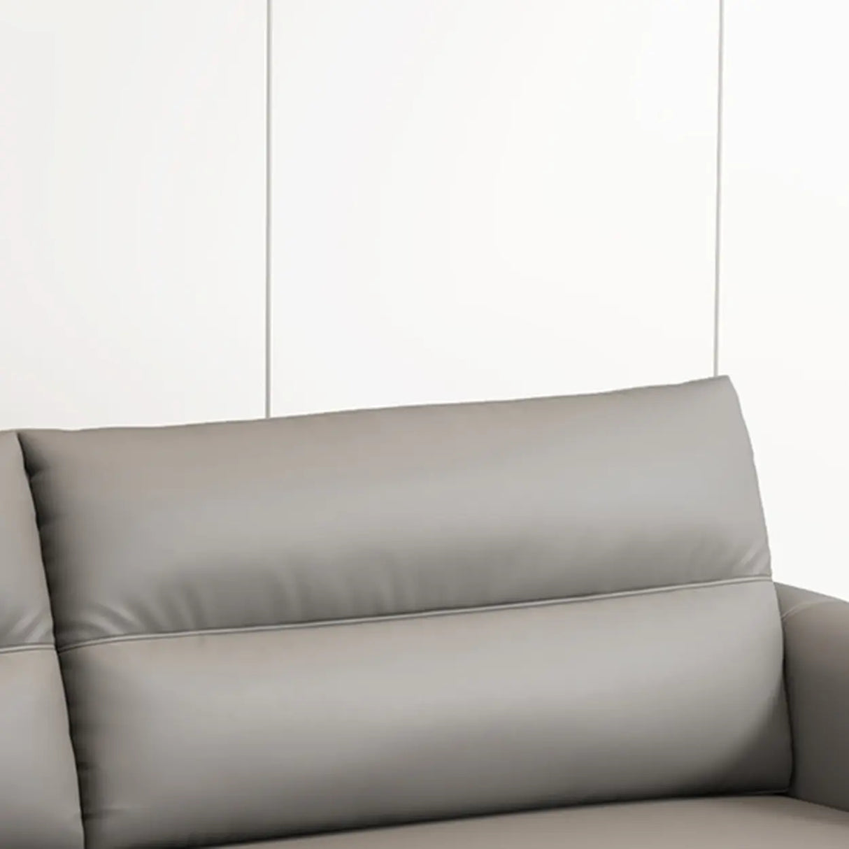 Grey Leather Wood Frame Reception Sofa with Black Legs Image - 9