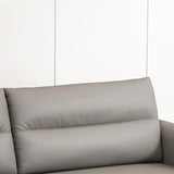 Grey Leather Wood Frame Reception Sofa with Black Legs Image - 9