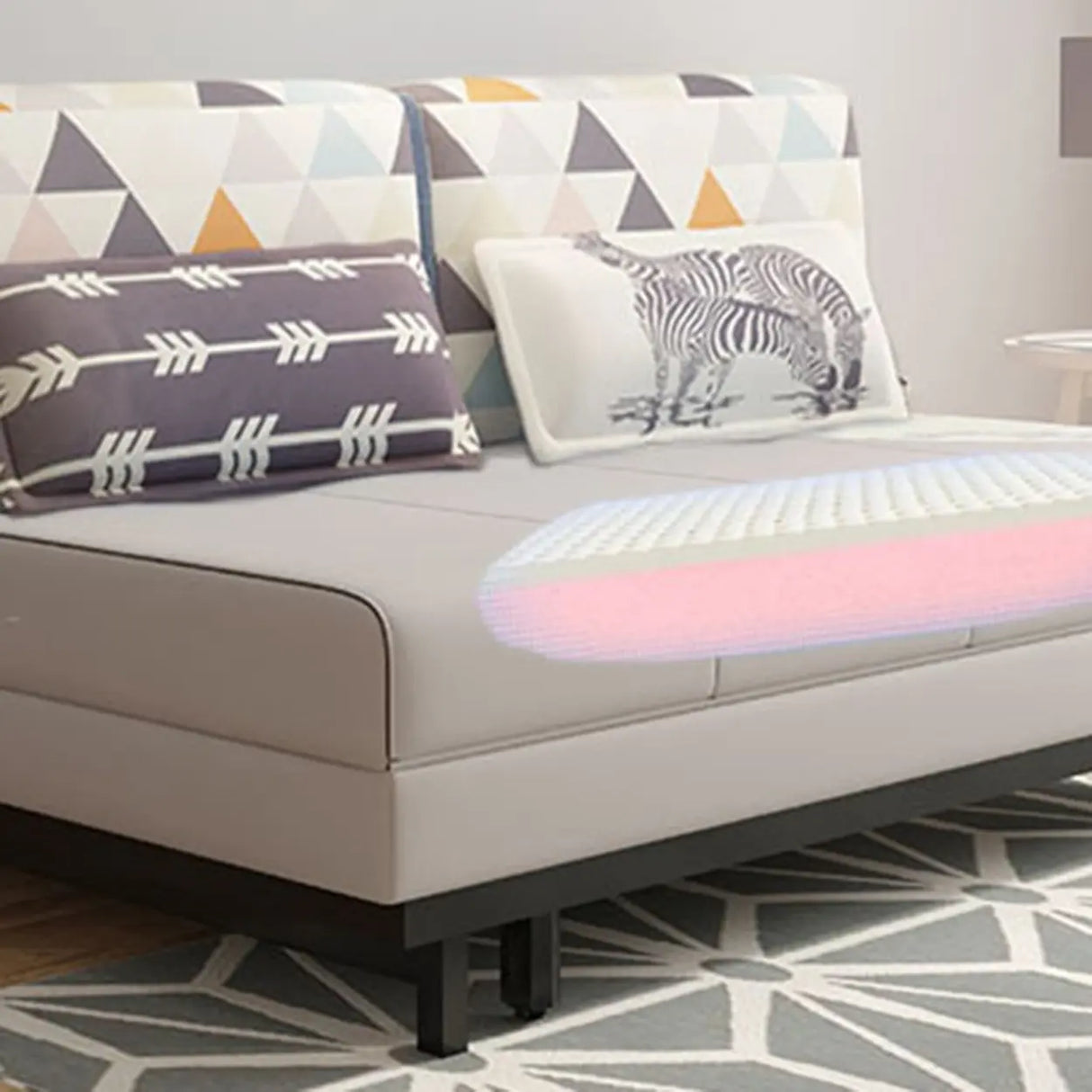 Grey Linen Fabric Tight Back Sleeper with Slipcover Image - 10