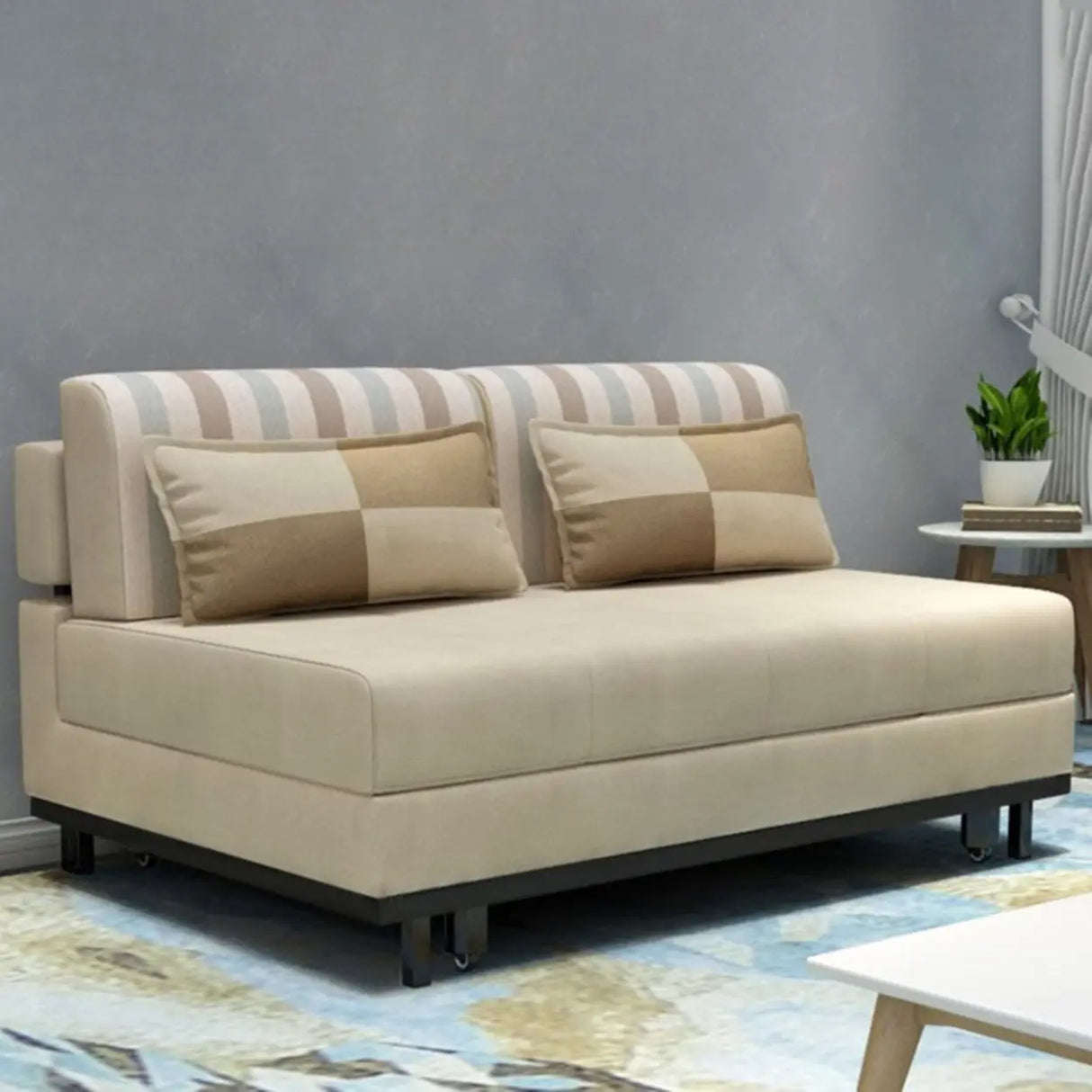 Grey Linen Fabric Tight Back Sleeper with Slipcover Image - 11
