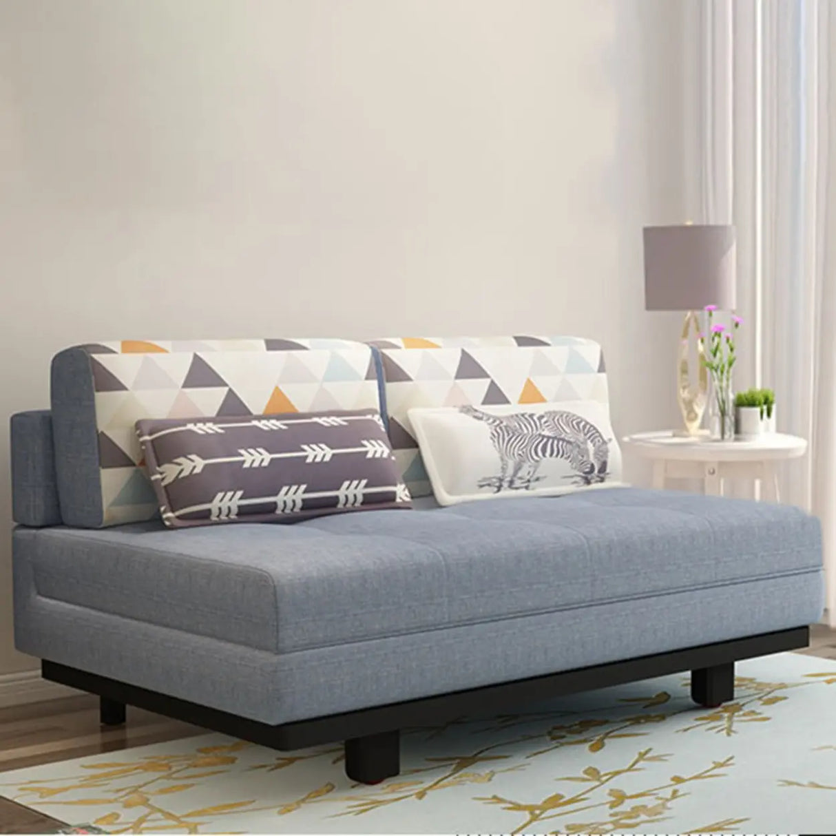 Grey Linen Fabric Tight Back Sleeper with Slipcover Image - 3