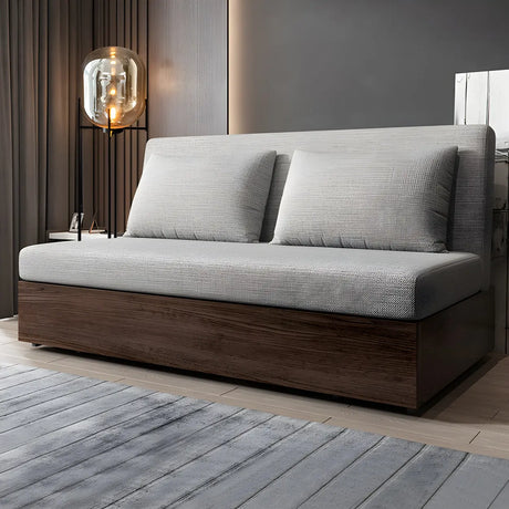 Grey Linen Pillow Back Extra Deep Sofa Bed with Storage Image - 1