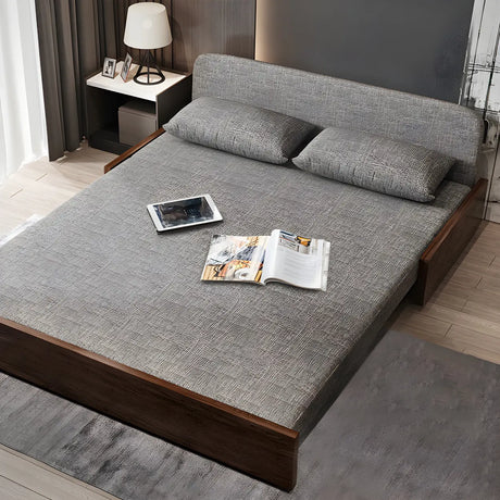Grey Linen Pillow Back Extra Deep Sofa Bed with Storage Image - 2