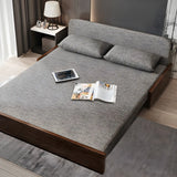 Grey Linen Pillow Back Extra Deep Sofa Bed with Storage Image - 2