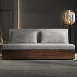 Grey Linen Pillow Back Extra Deep Sofa Bed with Storage Image - 3