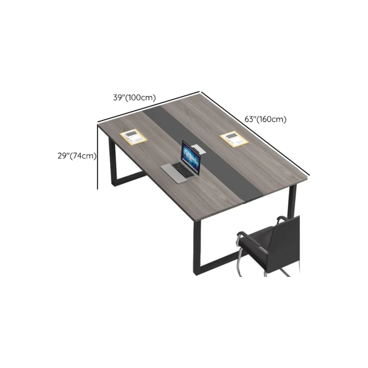 Grey Long Wooden Multi-personal Conference Desk Image - 10