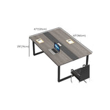 Grey Long Wooden Multi-personal Conference Desk Image - 11