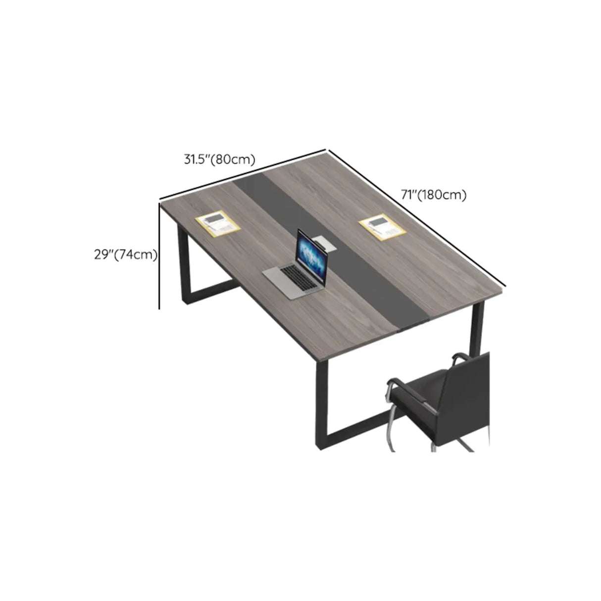 Grey Long Wooden Multi-personal Conference Desk Image - 12