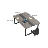 Grey Long Wooden Multi-personal Conference Desk Image - 12