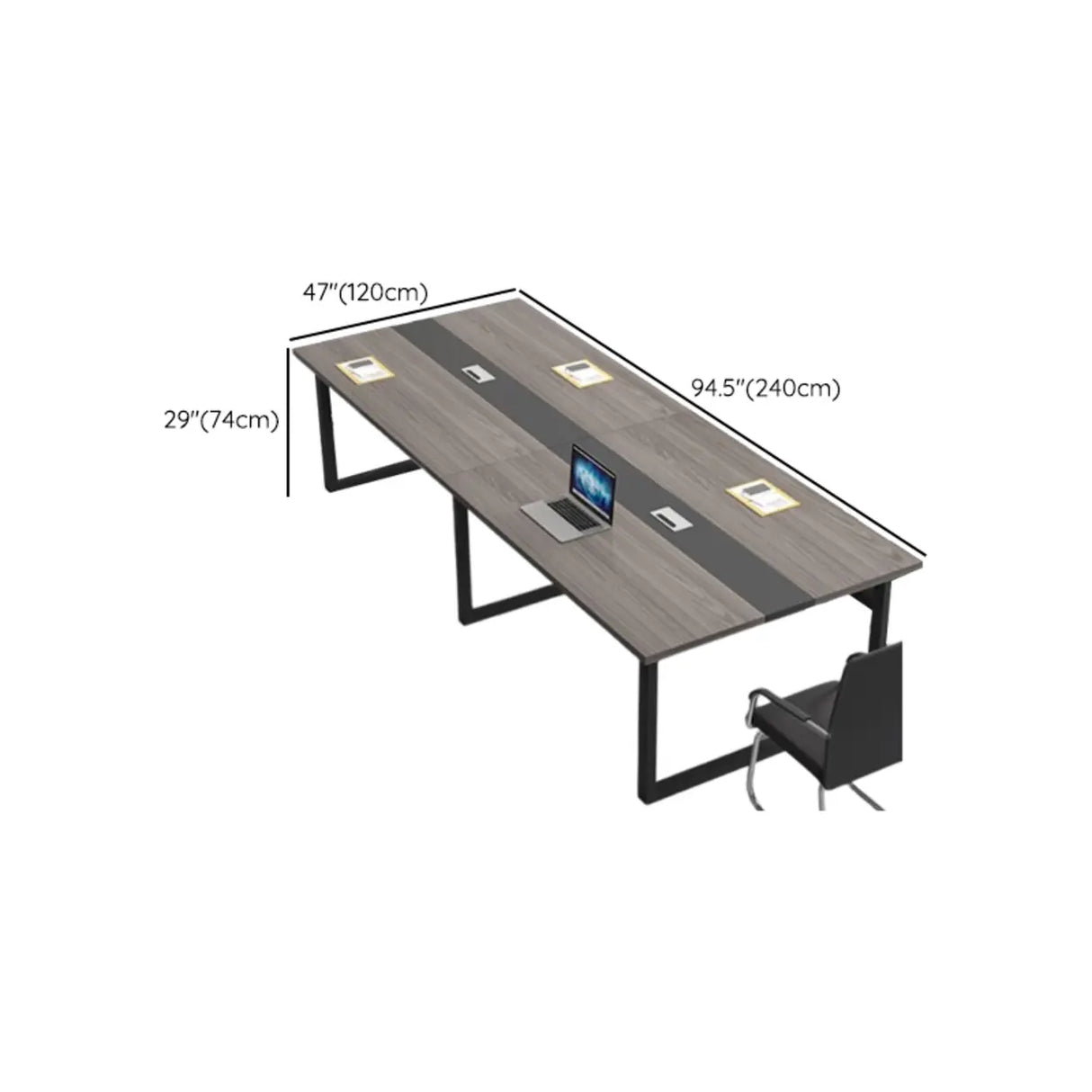 Grey Long Wooden Multi-personal Conference Desk Image - 20