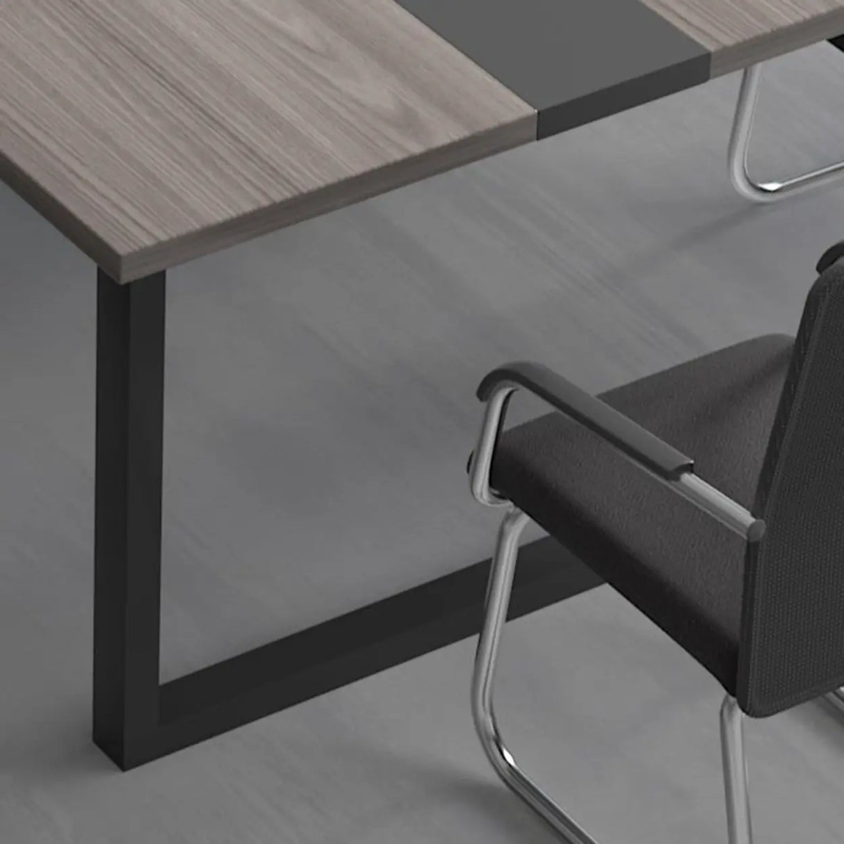 Grey Long Wooden Multi-personal Conference Desk Image - 5