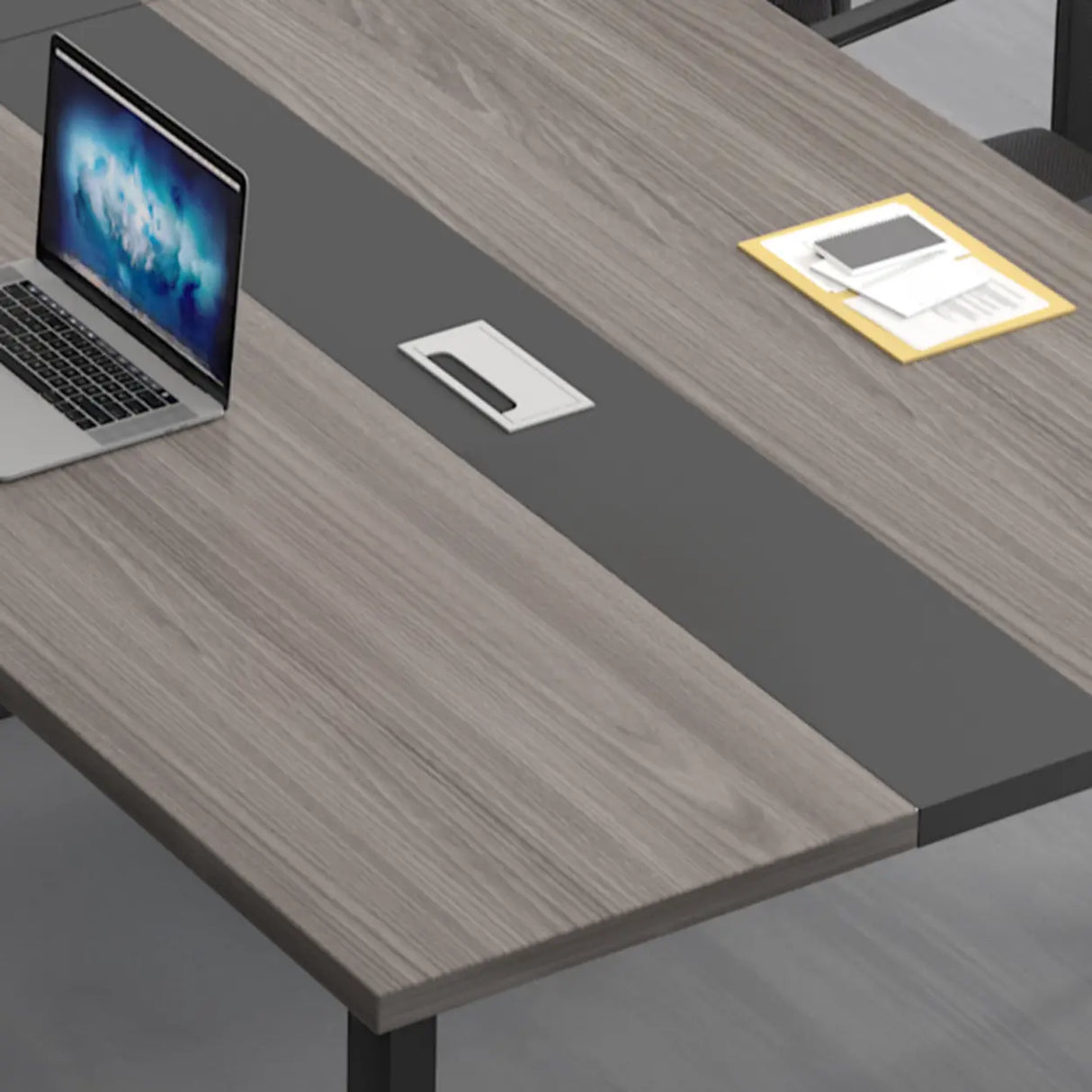 Grey Long Wooden Multi-personal Conference Desk Image - 7