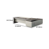 Grey Manufactured Wood Pedestal L-Shape Executive Desk Image - 16