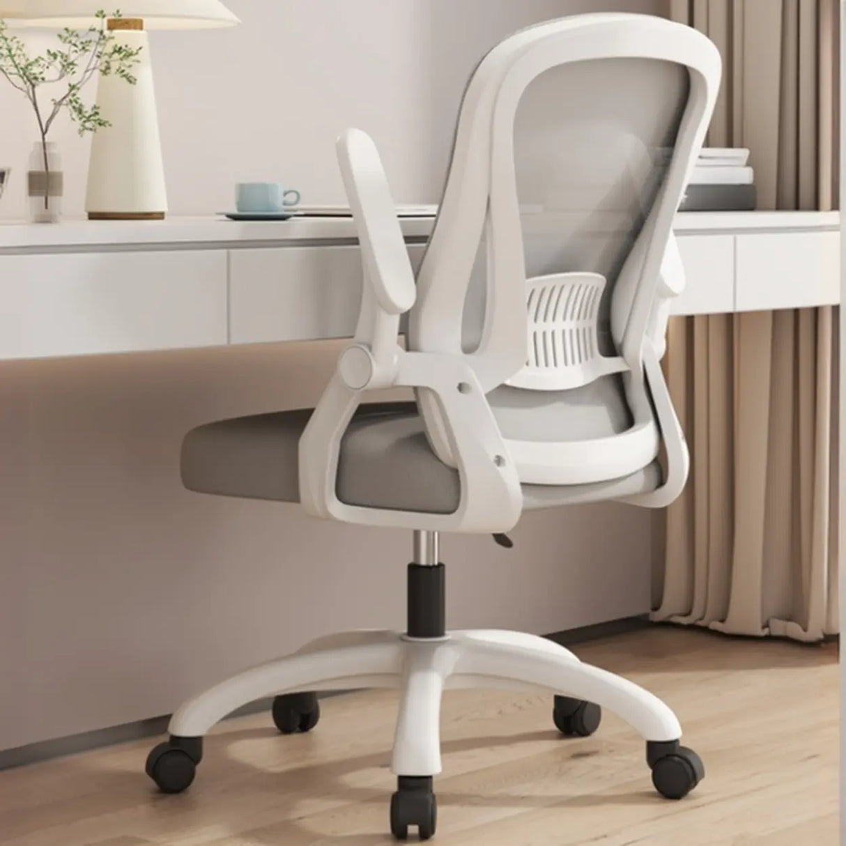 Grey Modern Ergonomic Mesh Lumbar Support Office Chair Image - 4