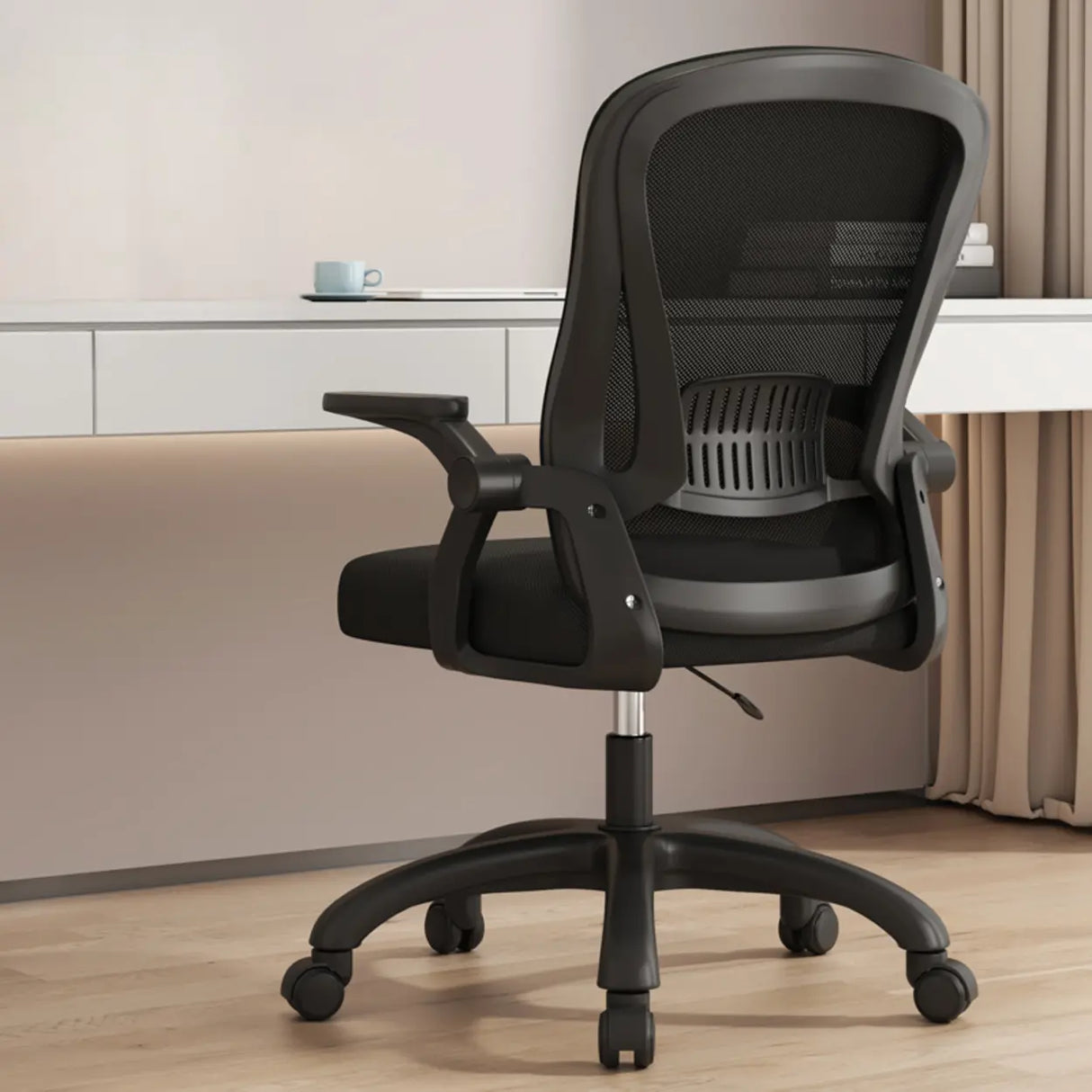 Grey Modern Ergonomic Mesh Lumbar Support Office Chair Image - 5