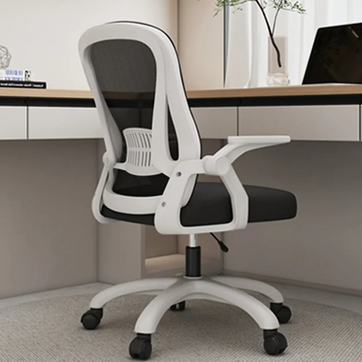 Grey Modern Ergonomic Mesh Lumbar Support Office Chair Image - 6