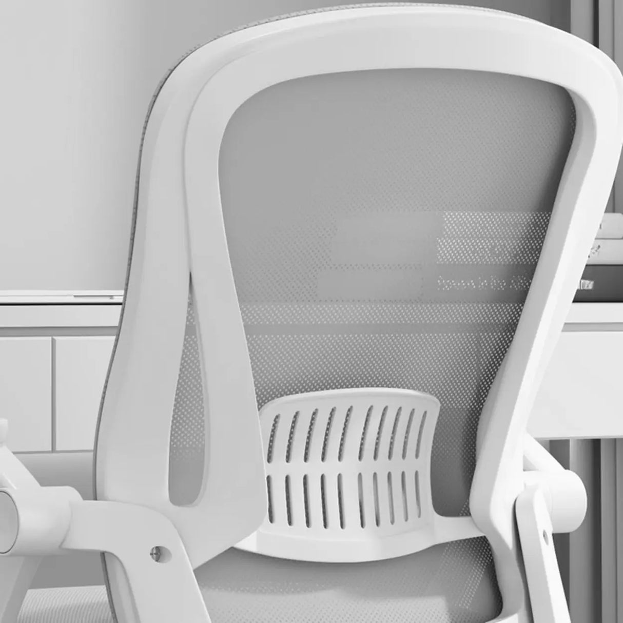 Grey Modern Ergonomic Mesh Lumbar Support Office Chair Image - 9