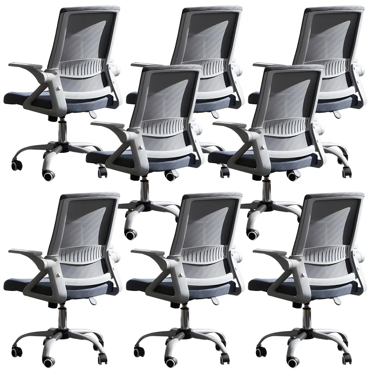 Grey Modern Ergonomic Mesh Office Chair with Wheels Image - 10