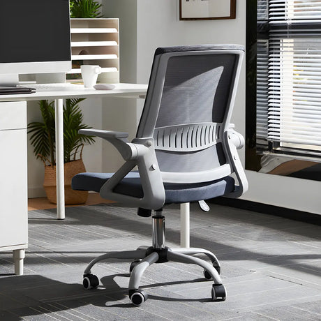 Grey Modern Ergonomic Mesh Office Chair with Wheels Image - 2