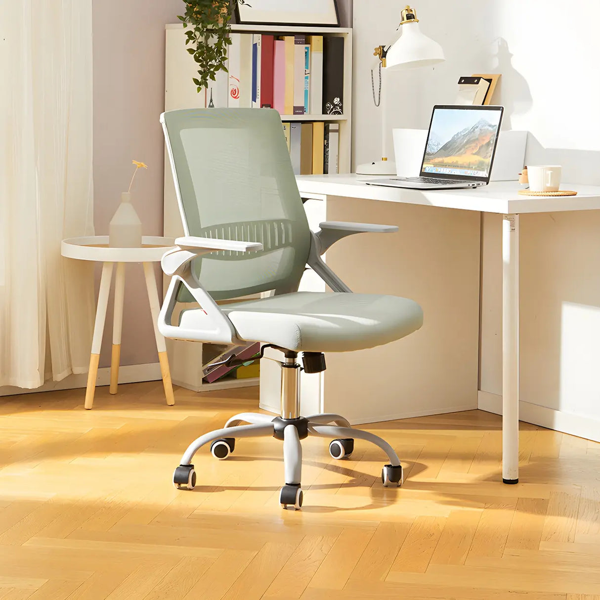 Grey Modern Ergonomic Mesh Office Chair with Wheels Image - 31