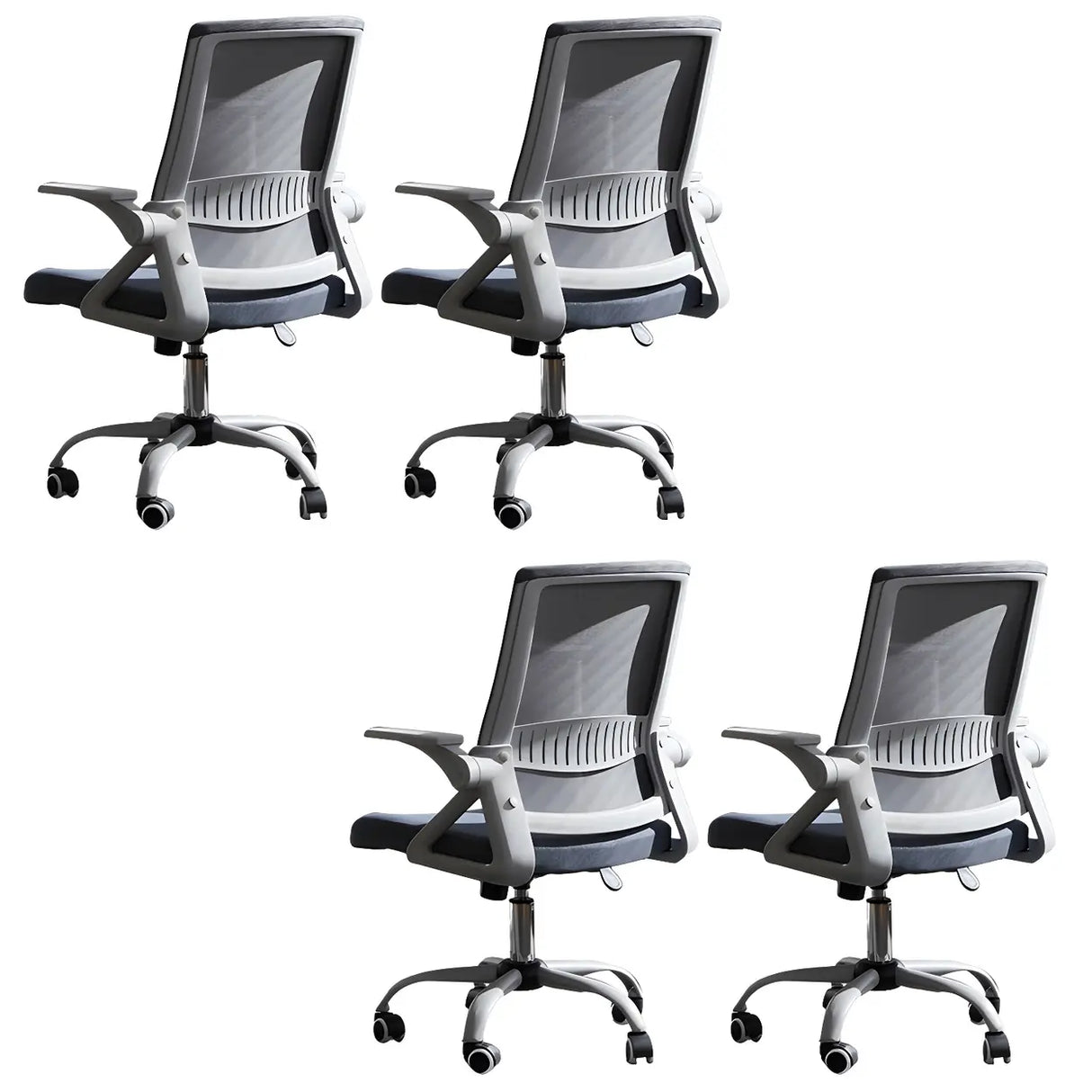 Grey Modern Ergonomic Mesh Office Chair with Wheels Image - 6