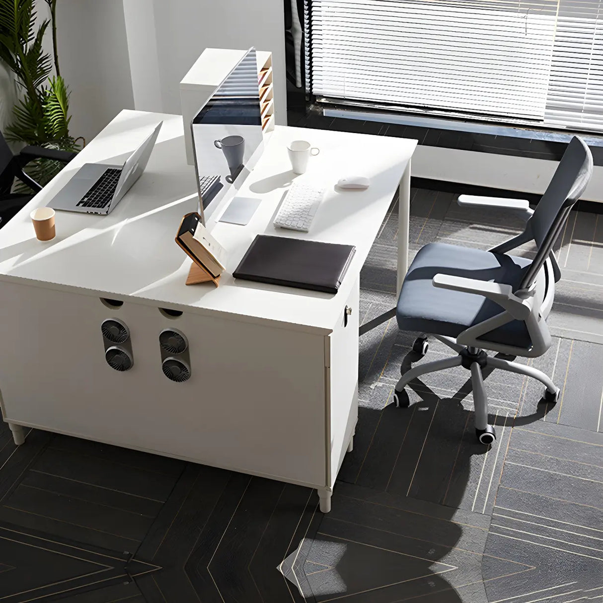 Grey Modern Ergonomic Mesh Office Chair with Wheels Image - 7