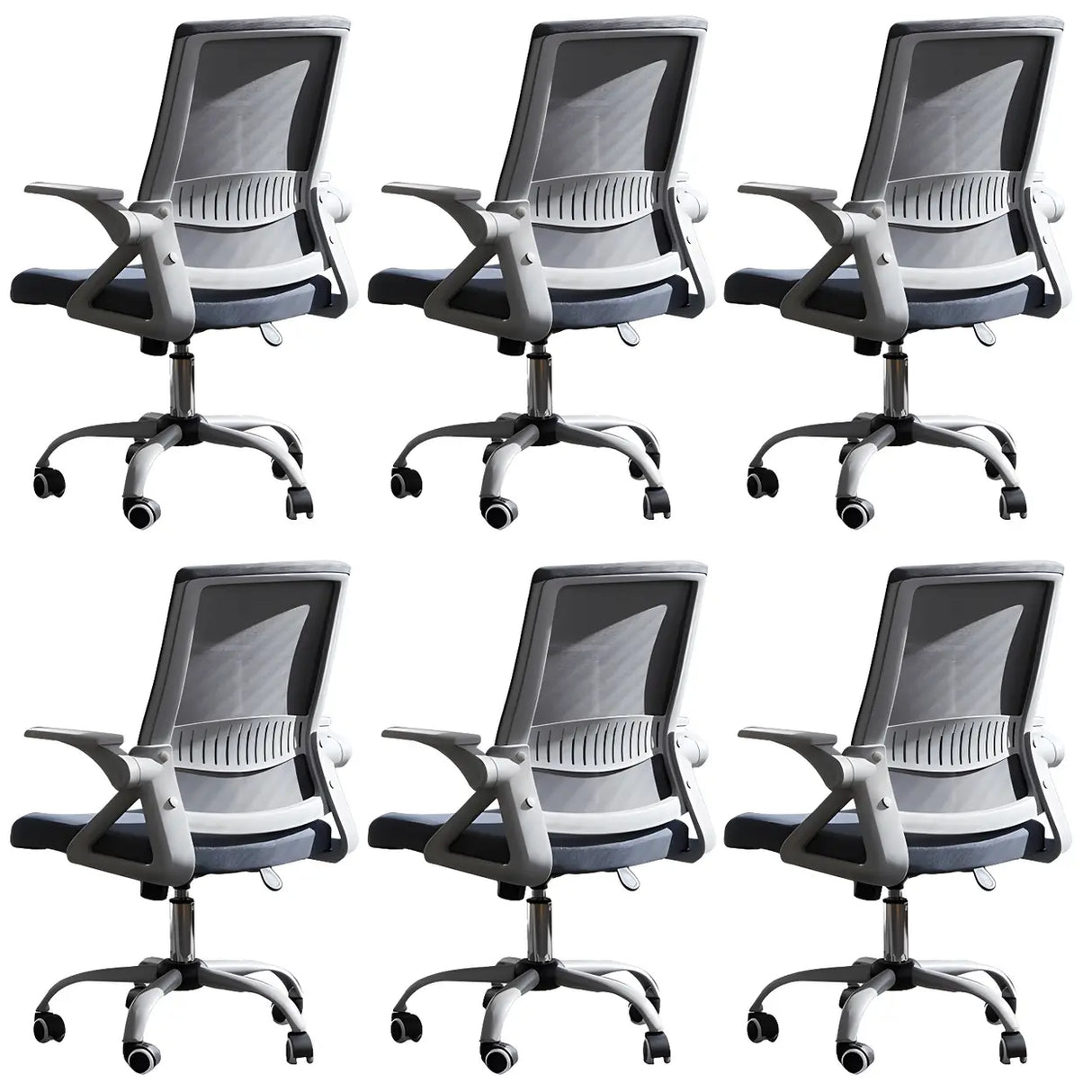 Grey Modern Ergonomic Mesh Office Chair with Wheels Image - 8