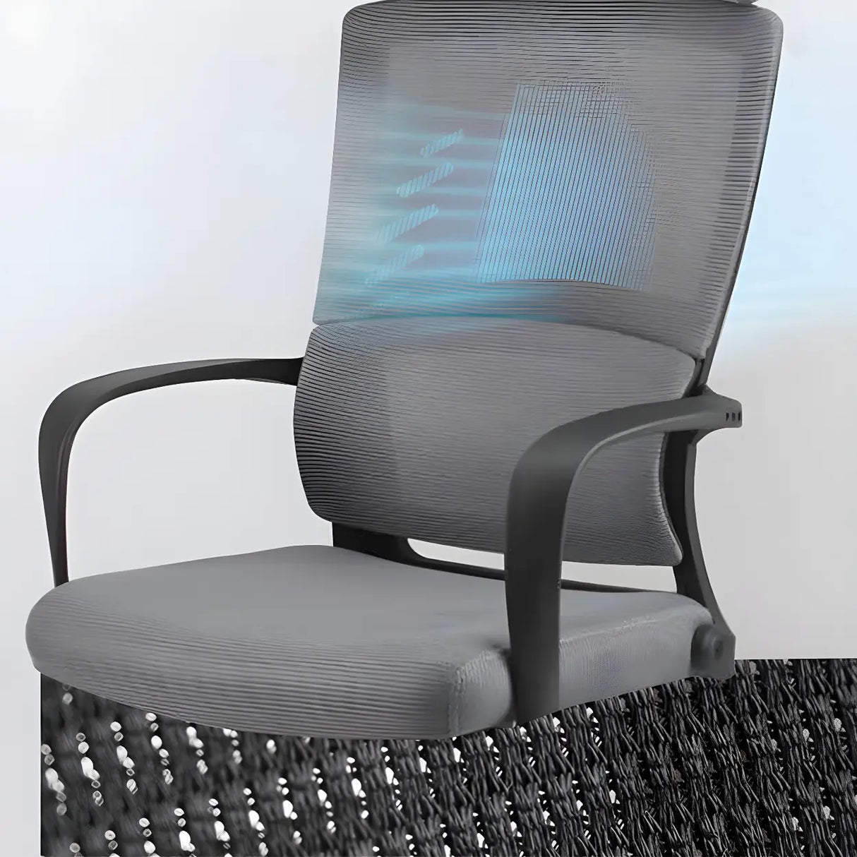 Grey Modern Ergonomic Swivel Office Chair with Footrest Image - 11