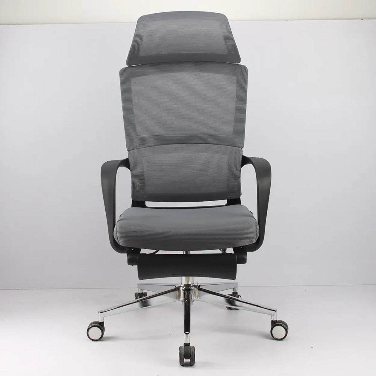 Grey Modern Ergonomic Swivel Office Chair with Footrest Image - 13