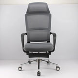 Grey Modern Ergonomic Swivel Office Chair with Footrest Image - 13