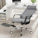 Grey Modern Ergonomic Swivel Office Chair with Footrest Image - 1