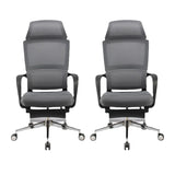 Grey Modern Ergonomic Swivel Office Chair with Footrest Image - 2