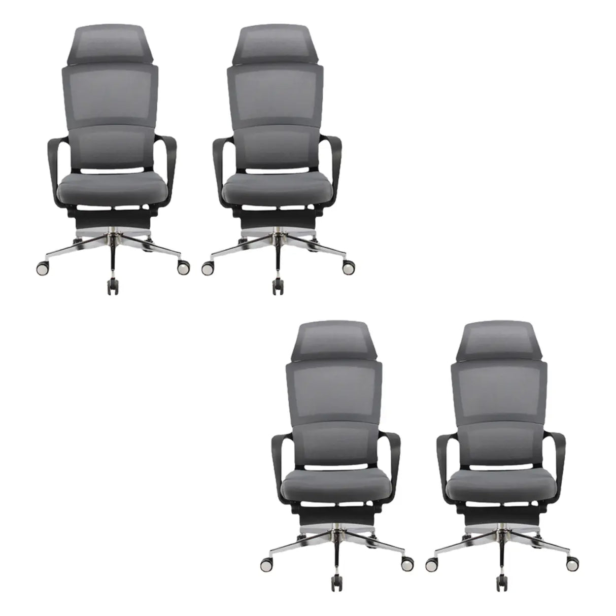Grey Modern Ergonomic Swivel Office Chair with Footrest Image - 3