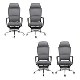 Grey Modern Ergonomic Swivel Office Chair with Footrest Image - 3