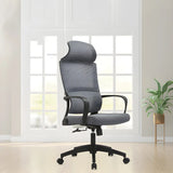 Grey Modern Ergonomic Swivel Office Chair with Footrest Image - 4