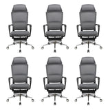Grey Modern Ergonomic Swivel Office Chair with Footrest Image - 5