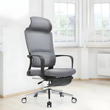 Grey Modern Ergonomic Swivel Office Chair with Footrest Image - 6