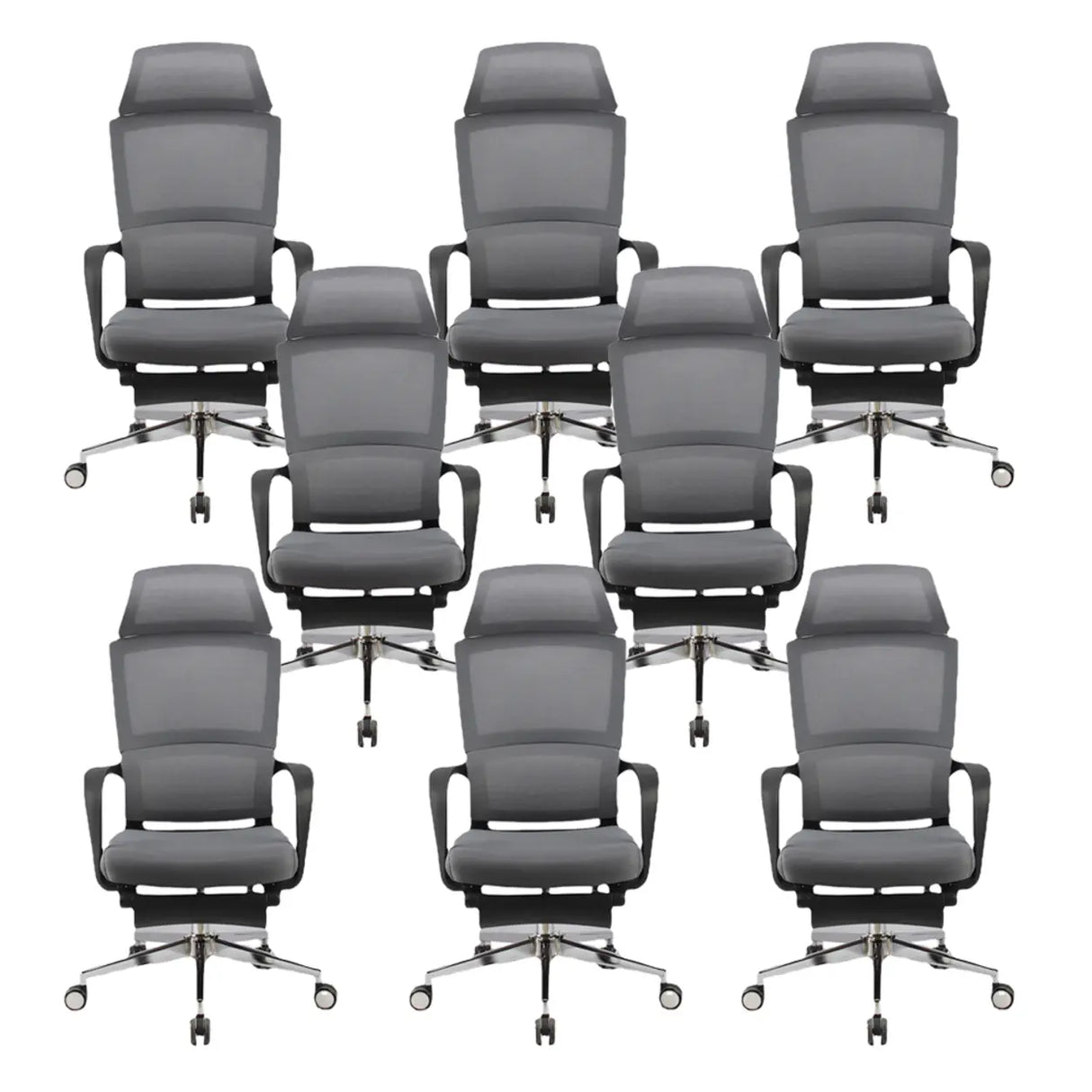 Grey Modern Ergonomic Swivel Office Chair with Footrest Image - 7