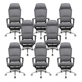 Grey Modern Ergonomic Swivel Office Chair with Footrest Image - 7
