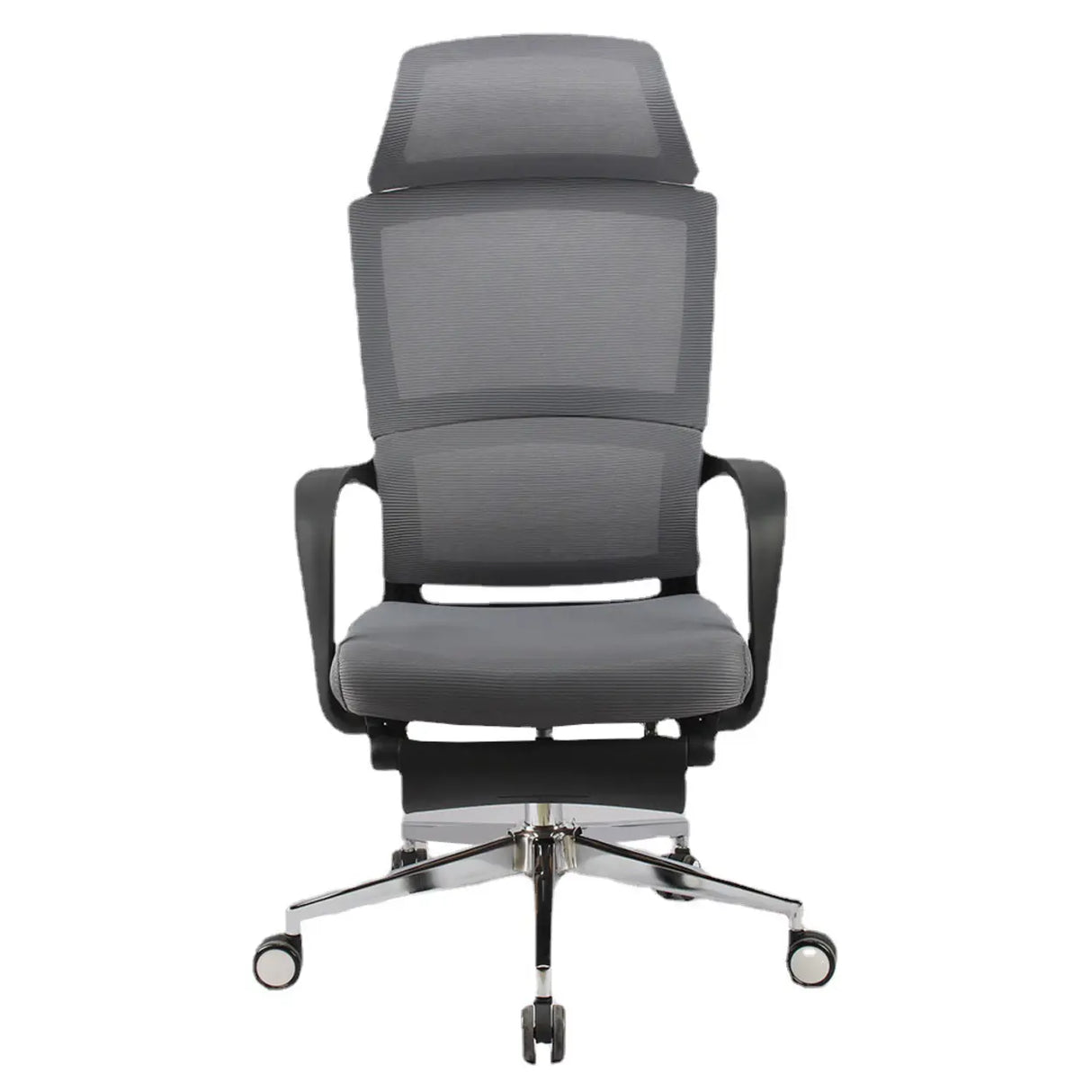 Grey Modern Ergonomic Swivel Office Chair with Footrest Image - 9