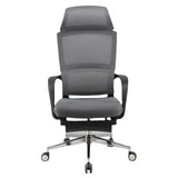 Grey Modern Ergonomic Swivel Office Chair with Footrest Image - 9