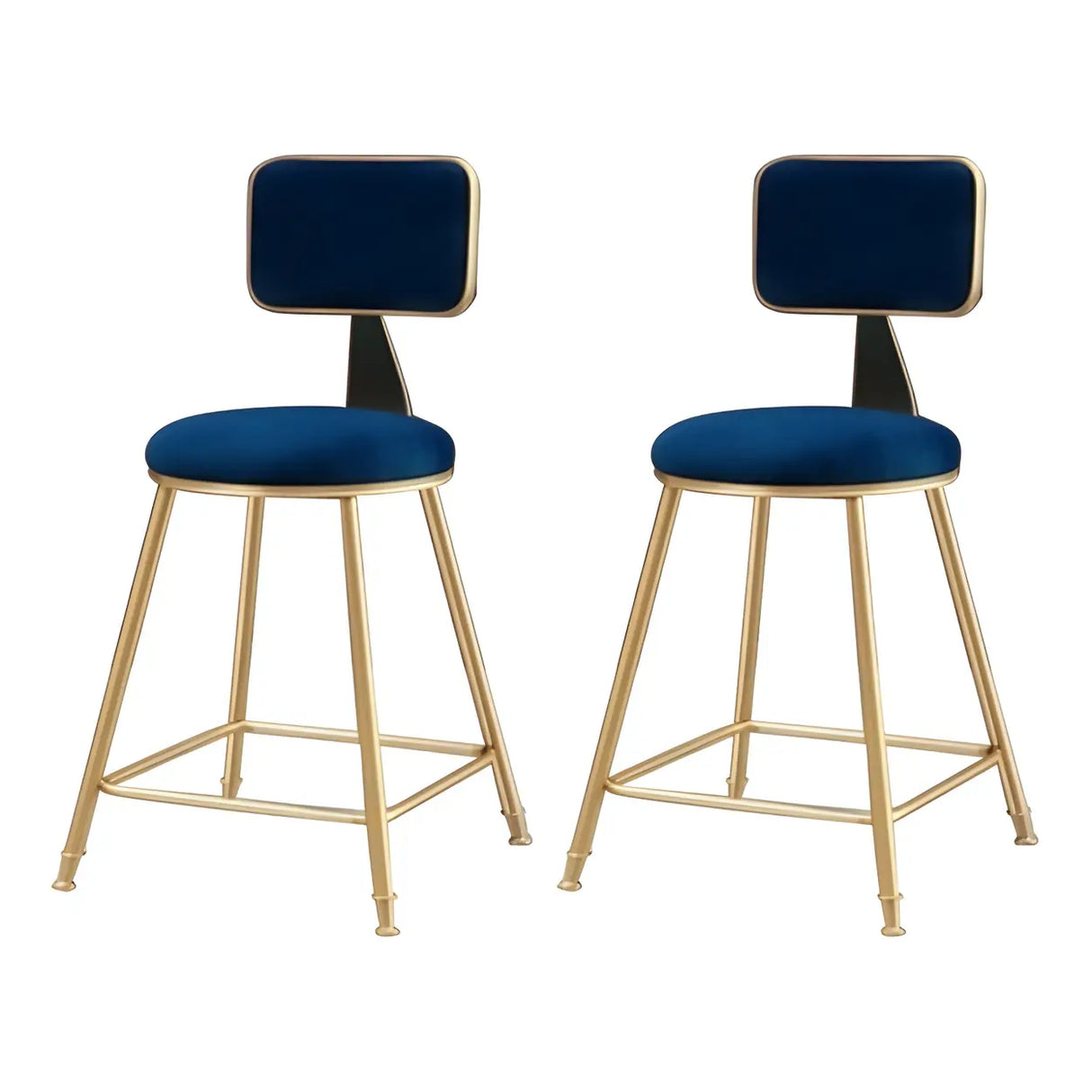 Grey Modern Gold Iron Velvet Tall Bar Stool with Cushion Image - 15